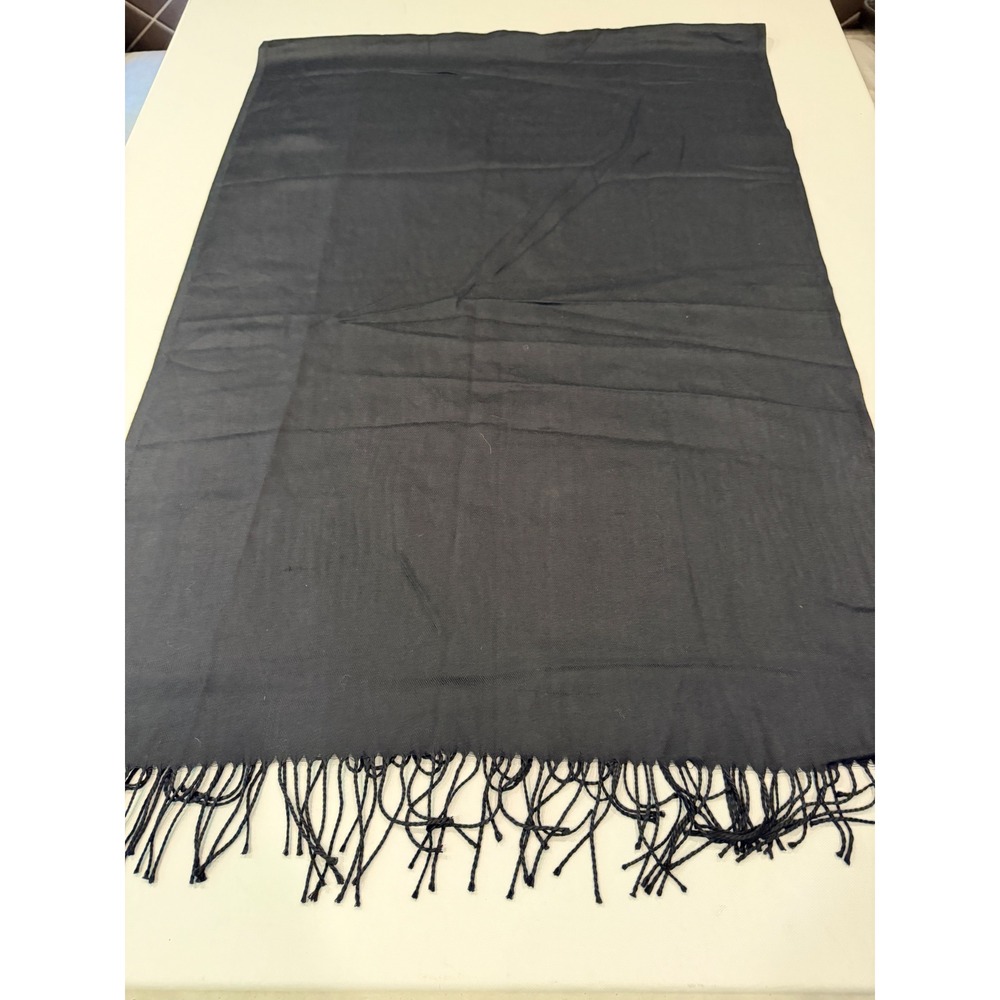 Alsojos Black Acrylic Scarf Fringed Lightweight Wrap Shawl Solid Classic